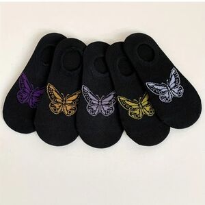 Black butterfly ankle socks multicolor butterfly no show socks